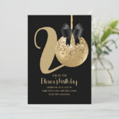 Invitation Gâteau en pop-cake pour anniversaire 20 ans noir (Debout devant)