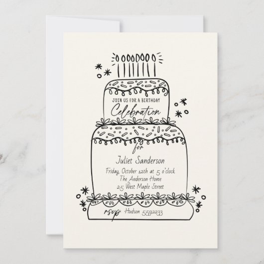 Invitation Gâteau étagé Doodle (Devant)