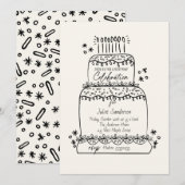 Invitation Gâteau étagé Doodle (Devant / Derrière)