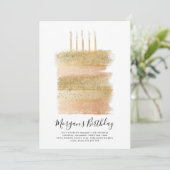 Invitation Gâteau Filles Invitations, 5e anniversaire Or (Debout devant)