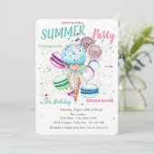 Invitation Gâteau glacé à l'aquarelle Macarons Anniversaire d (Debout devant)