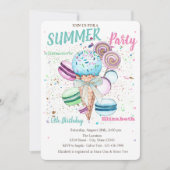 Invitation Gâteau glacé à l'aquarelle Macarons Anniversaire d (Devant)