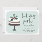 Invitation Gâteau glaçé avec fête de Noël de houx (Devant)