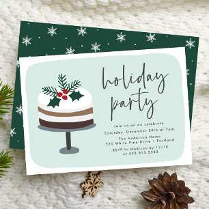 Invitation Gâteau glaçé avec fête de Noël de houx