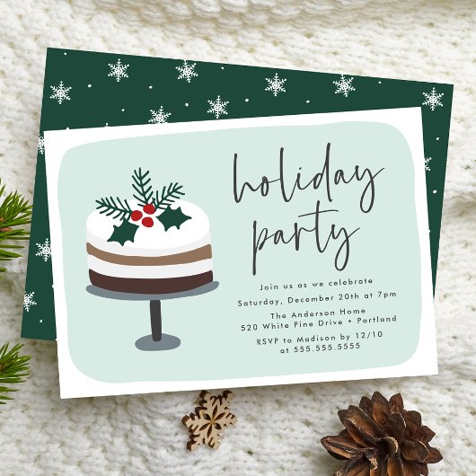 Invitation Gâteau glaçé avec fête de Noël de houx