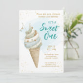 Invitation Gâteau glacé d'anniversaire pour le premier annive (Debout devant)