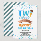 Invitation Gâteau glacé deux garçons sucrés fête (Devant / Derrière)