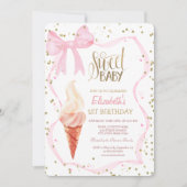 Invitation Gâteau Glace Diamants Rose Arc Ruban Anniversaire  (Devant)