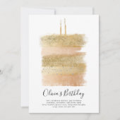 Invitation Gâteau Invitation, Filles Deuxième Anniversaire Or (Devant)