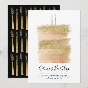 Invitation Gâteau Invitation, Filles Deuxième Anniversaire Or