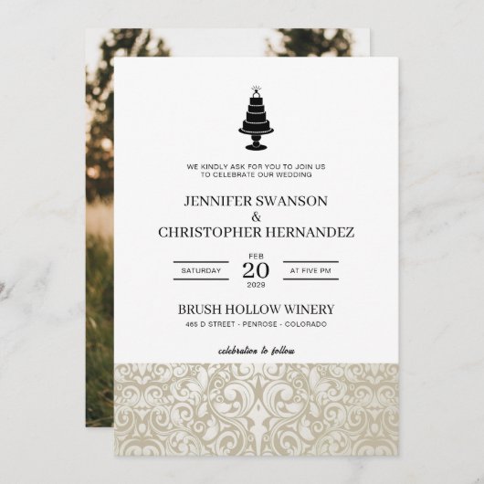 Invitation Gâteau mariage (Devant / Derrière)