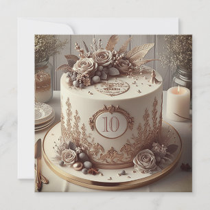 INVITATION GÂTEAU MARIAGE ANNIVERSAIRE ÉDITABLE ET DISTINGUÉ