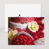 Invitation Gâteau mariage avec Bouquet & Anneaux (Devant / Derrière)