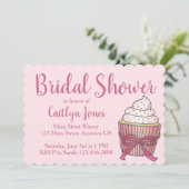 Invitation Gâteau Mariage de Fête des mariées de gâteau rose (Debout devant)