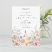 Invitation Gâteau mariage floral (Debout devant)