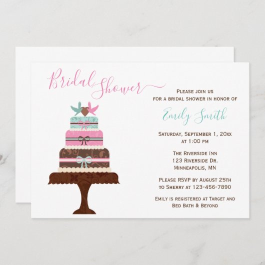 Invitation Gâteau Mariage Inséparable| Fête de l'mariée perso (Devant / Derrière)
