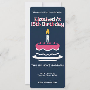 Invitation Gâteau minimaliste d'anniversaire sur Arrière - pl
