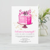 Invitation Gâteau moderne en or rose néon coupe girly Sweet 1 (Debout devant)