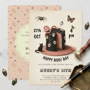 Invitation Gâteau monstre Halloween gothique vintage pour 11e