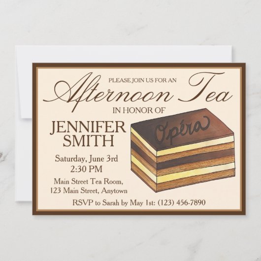 Invitation Gâteau Opéra Mariage Shower Thé à cinq heures (Devant)