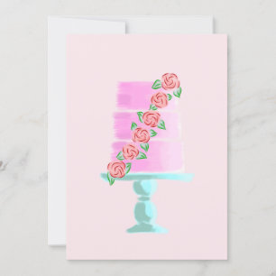 Invitation Gâteau rose 3 niveaux