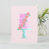 Invitation Gâteau rose à 3 étages (Debout devant)