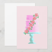 Invitation Gâteau rose à 3 étages (Devant / Derrière)