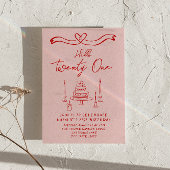 Invitation Gâteau rose à la main Hello Vingt et un Anniversai