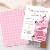 Invitation Gâteau Rose Amusant 2e Anniversaire