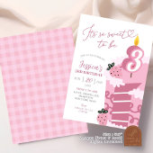 Invitation Gâteau Rose Amusant 3ème Anniversaire