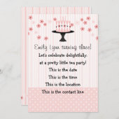 Invitation Gâteau rose avec 3 bougies (Devant / Derrière)