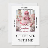 Invitation Gâteau rose bourguignon photo 50e anniversaire (Devant)