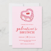 Invitation Gâteau Rose Brunch de la Saint-Valentin entre copi (Devant)