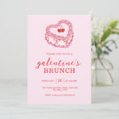 Invitation Gâteau Rose Brunch de la Saint-Valentin entre copi (Debout devant)