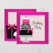 Invitation Gâteau rose Cupcake Fête d'anniversaire (Devant / Derrière)