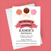 Invitation Gâteau Rose en Pops Anniversaire