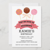 Invitation Gâteau Rose en Pops Anniversaire (Devant)