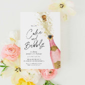 Invitation Gâteau rose et champagne Bubbly