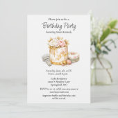 Invitation Gâteau Rose et Or pour Mariage (Debout devant)