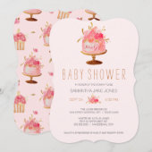 Invitation Gâteau rose floral C'est une fille Baby shower Inv (Devant / Derrière)