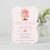 Invitation Gâteau rose floral C'est une fille Baby shower Inv (Debout devant)