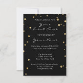 Invitation Gâteau Rose Gold Anniversaire Confettis Noirs Pail (Dos)