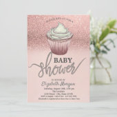Invitation Gâteau rose gold pailleté (Debout devant)