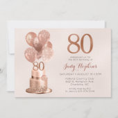 Invitation Gâteau rose gold pour 80e anniversaire (Devant)
