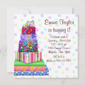 Invitation Gâteau Rose Marron Présente Fête des Filles 1er An (Dos)