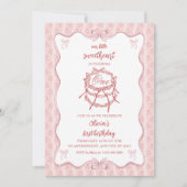 Invitation Gâteau Rose Mignonne Premier Anniversaire (Devant)