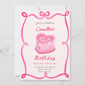 Invitation Gâteau rose rétro Anniversaire (Devant)