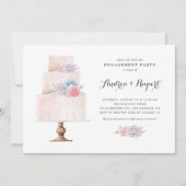 Invitation Gâteau rose vif Succulents Partie d'engagement (Devant)