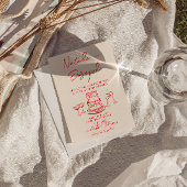 Invitation Gâteau Rouge Dessiné à la Main Rétro Code QR Uniqu