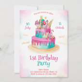 Invitation Gâteau sucré pour les filles rose mignon enfants 1 (Devant)